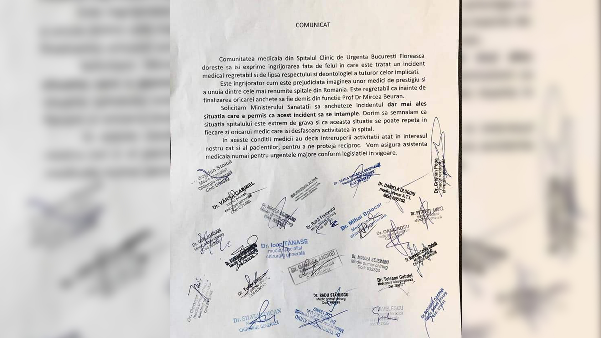 Chirurgii de la Floreasca protestează