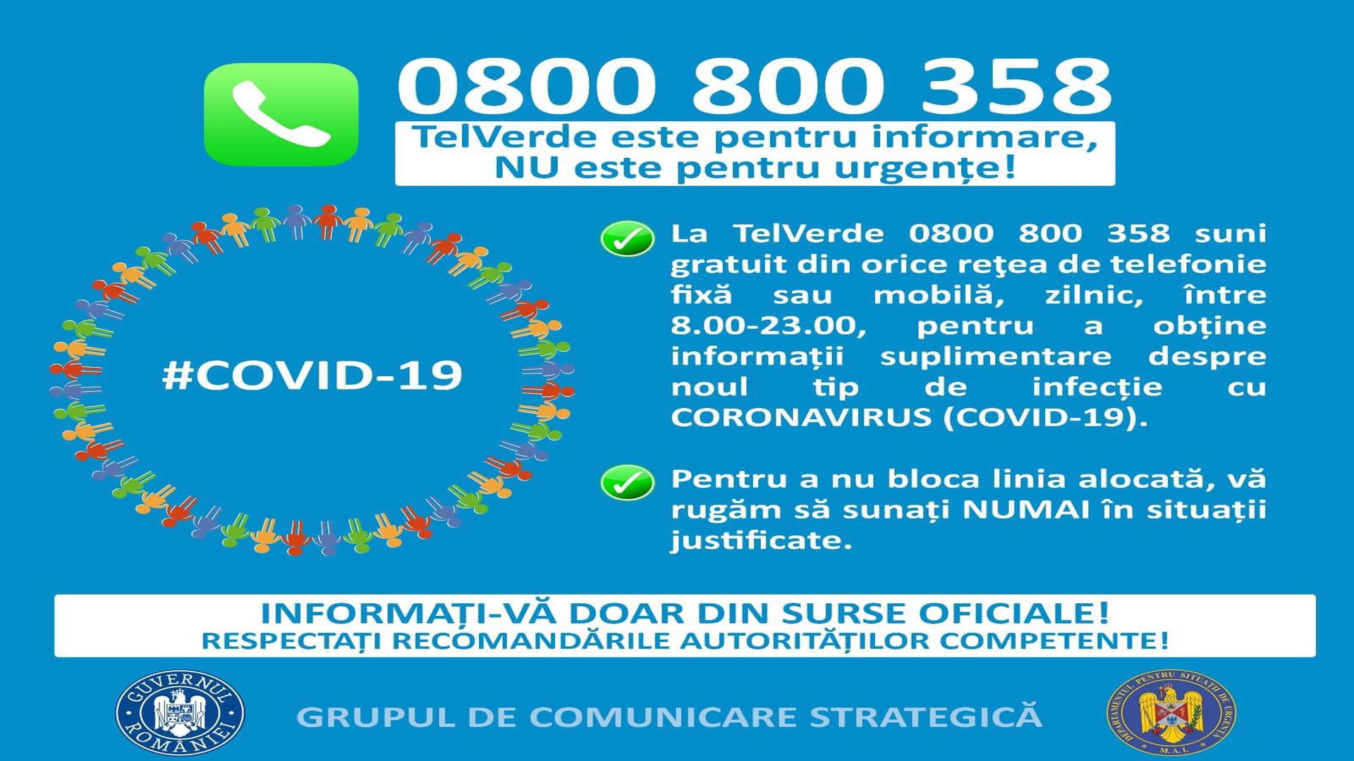 TELVERDE pentru cei care vor informații despre coronavirus