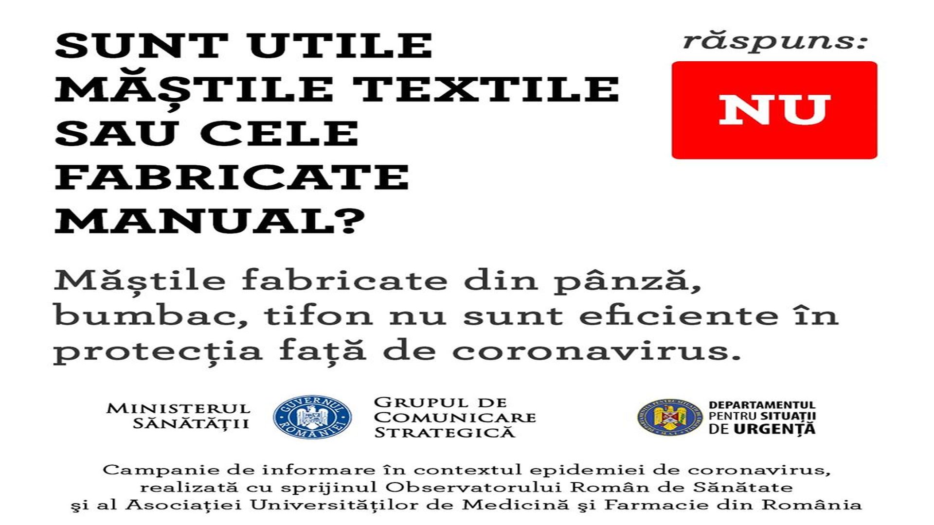 Sunt utile măștile textile sau cele făcute manual?